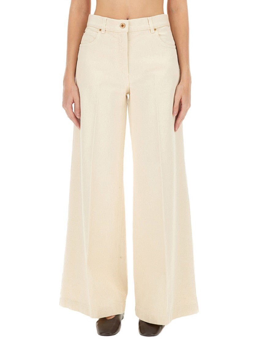 Aspesi High-Waisted Wide-Leg Pants With Belt Loops And Seam Details