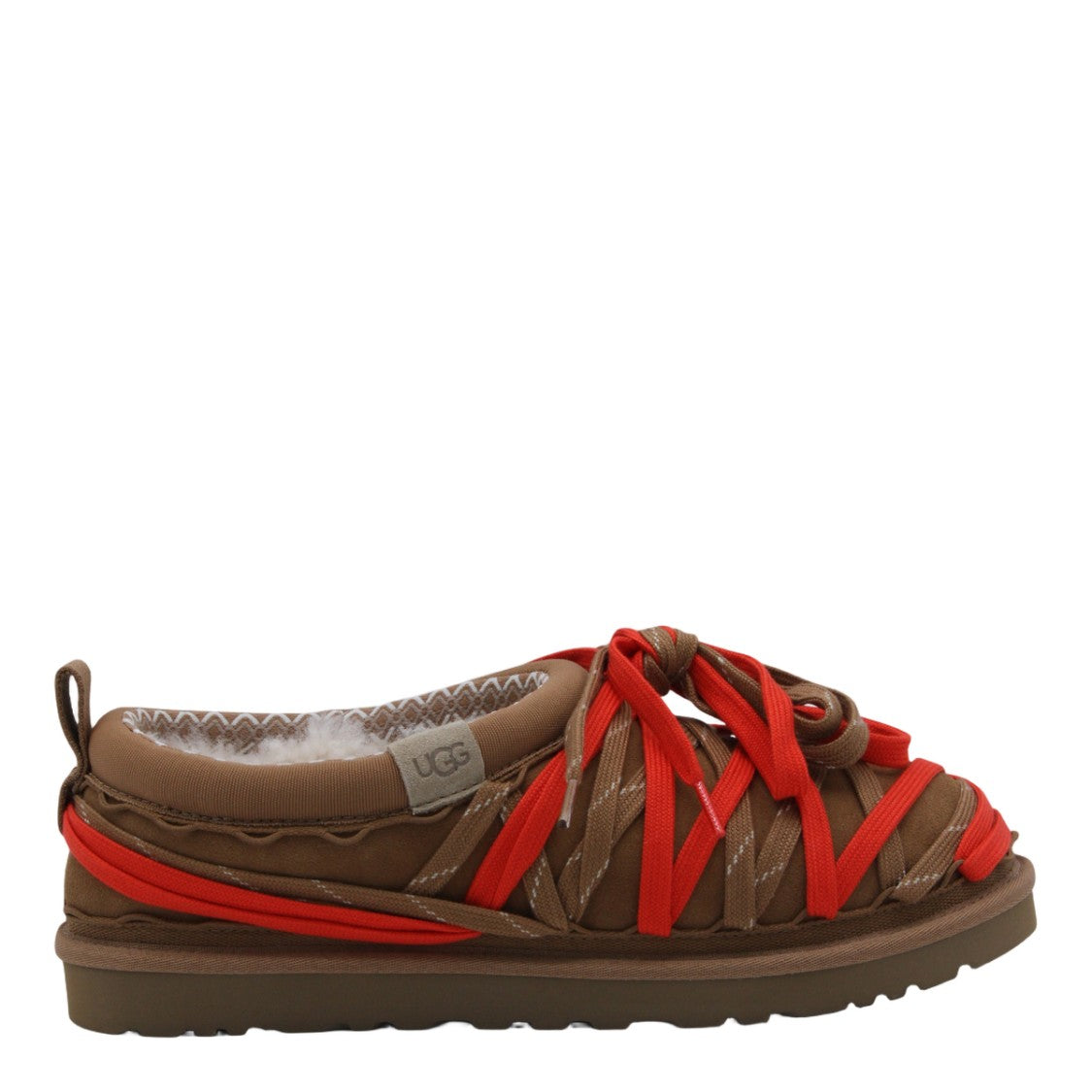 Ugg Brown Flat Shoes With Crisscrossing Straps