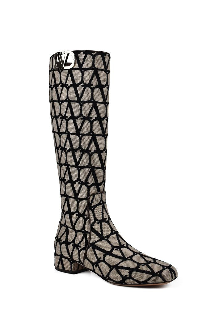 Valentino Garavani Mid-Calf Toile Boots With Monogram Print