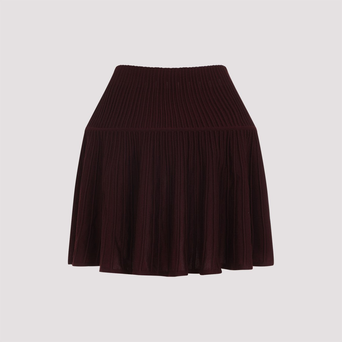 Alaïa Burgundy Wool Mini Skirt With Flounced Hem