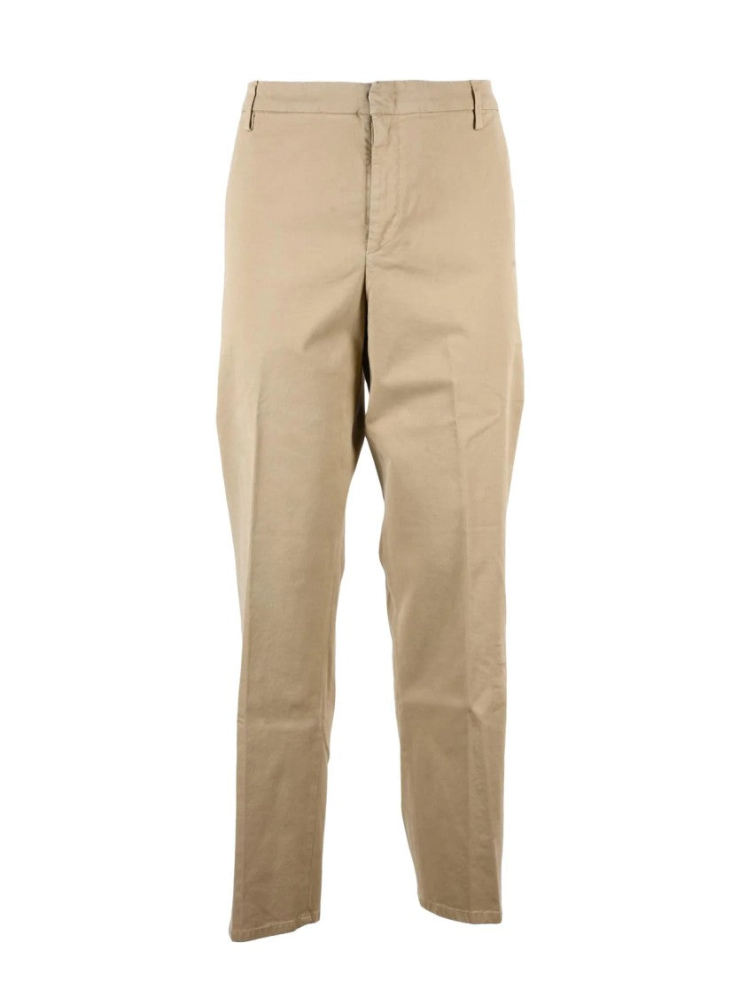Dondup Beige James Straight-Leg Stretch Cotton Trousers