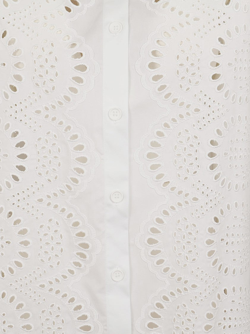 Parosh Sangallo Lace Openwork Shirt With Classic Collar