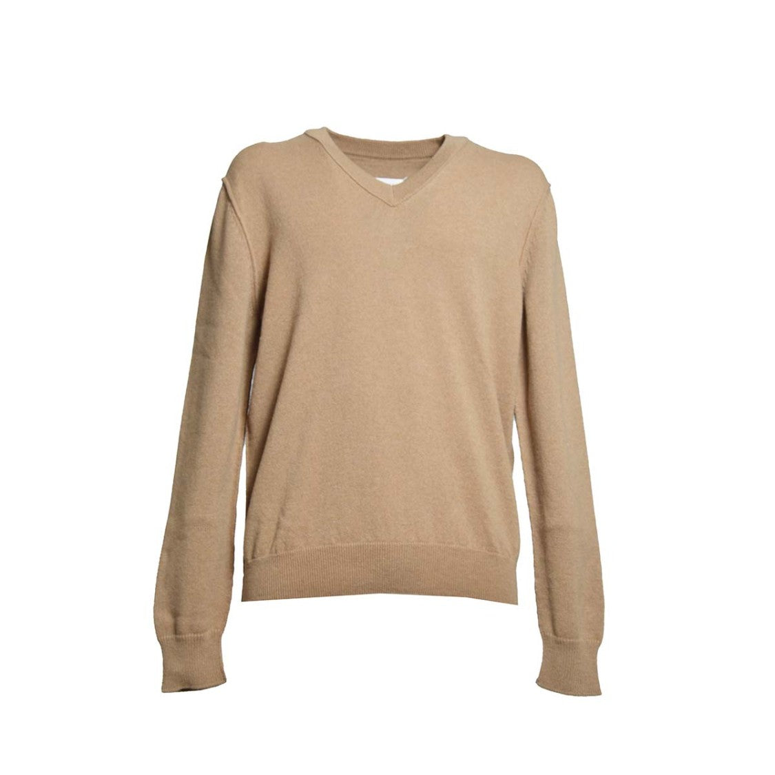 Maison Margiela Beige Wool V-Neck Sweater