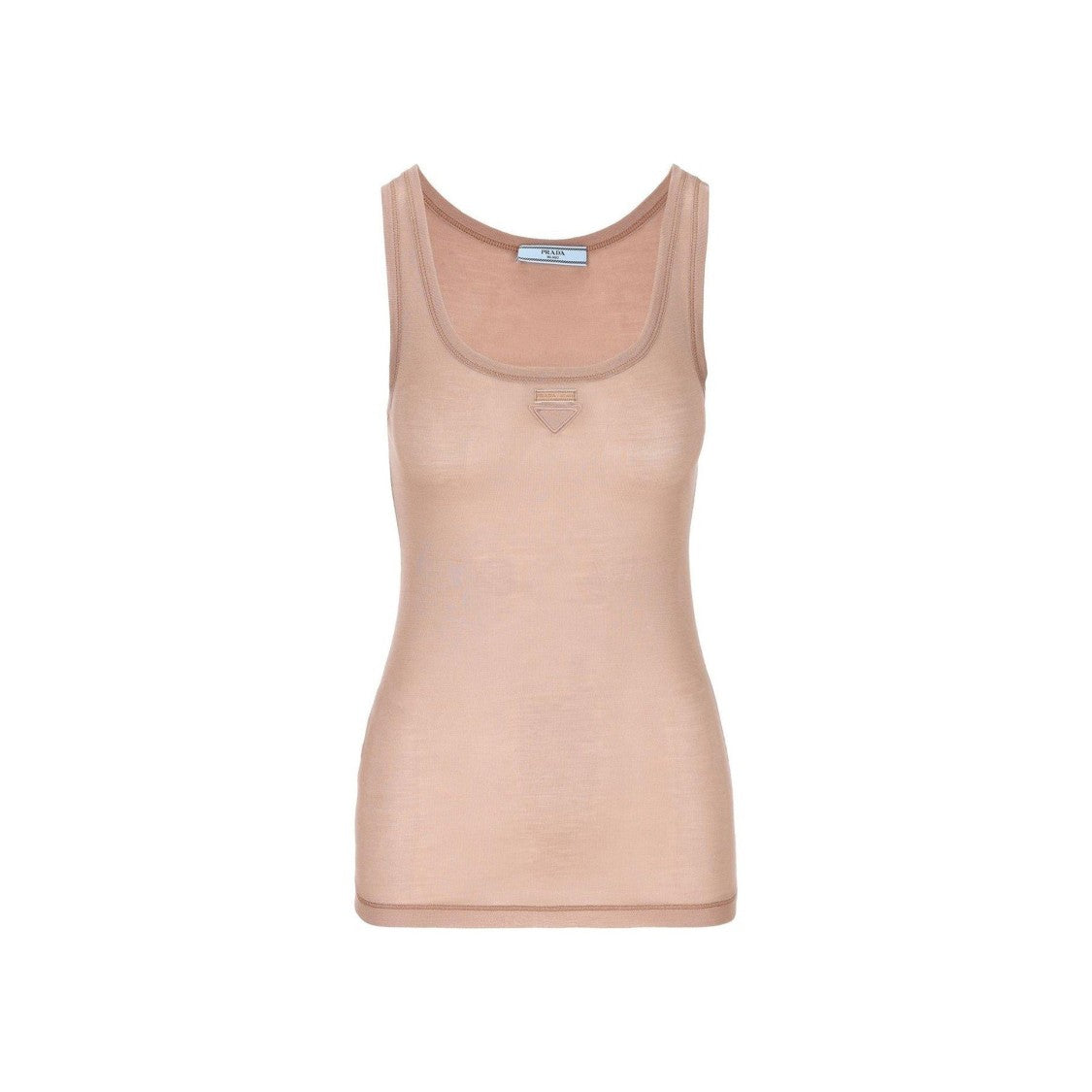 Prada Pink Ribbed Silk Sleeveless Top