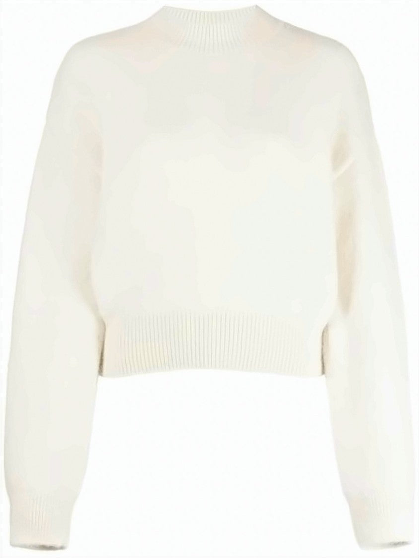 Jacquemus Relaxed Fit Alpaca Blend Sweater With Tonal Logo