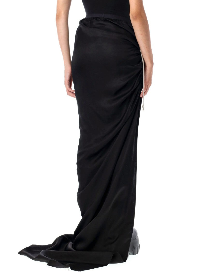 Rick Owens Edfu Long Ruched Black Skirt