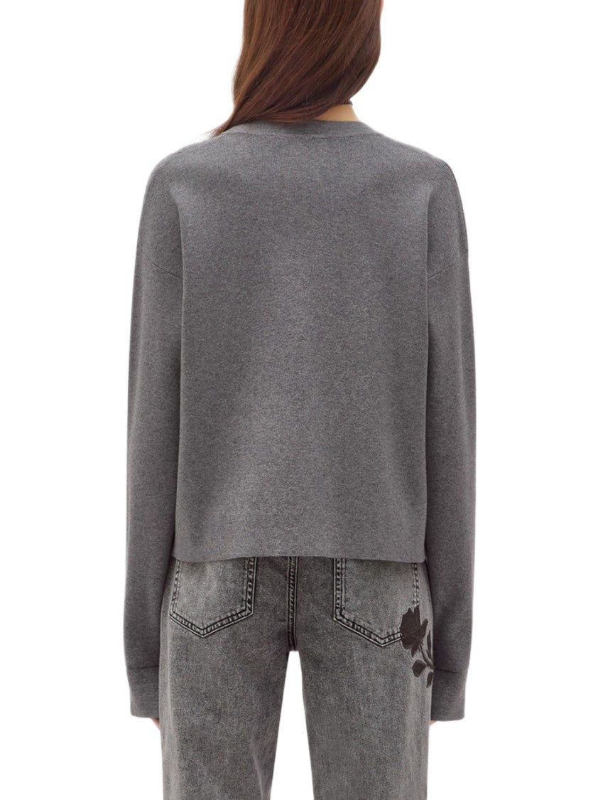 Blugirl V-Neck Grey Sweater With Subtle Diamond Pattern