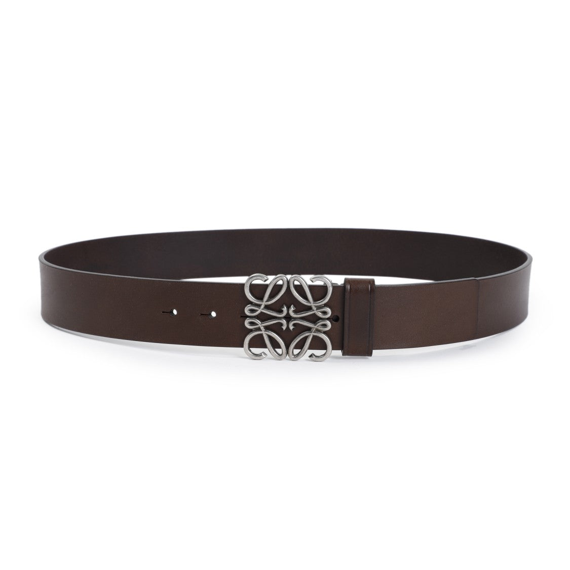 Loewe Calfskin Leather Belt With Artistic Silver Buckle