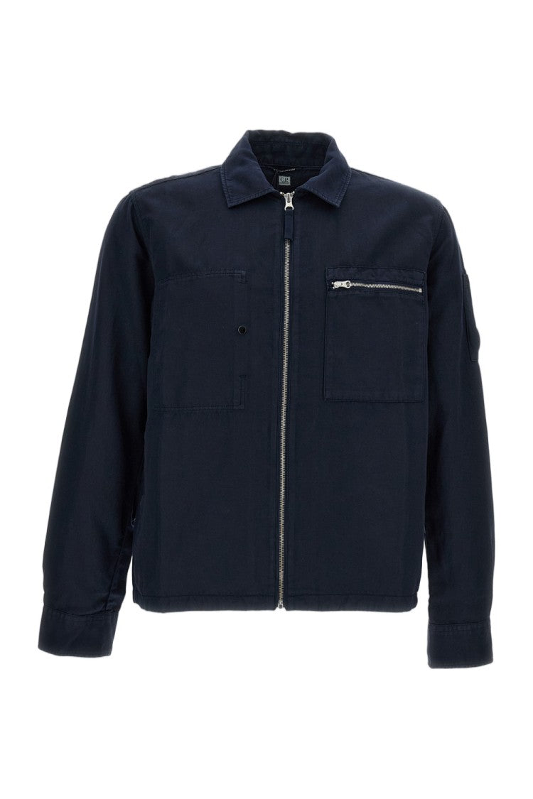 C.P. Company Blue Organic Gabardine Zip Overshirt