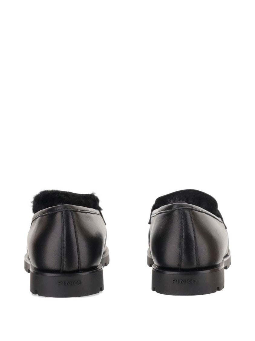 Pinko Minimalist Black Flats With Rounded Toe