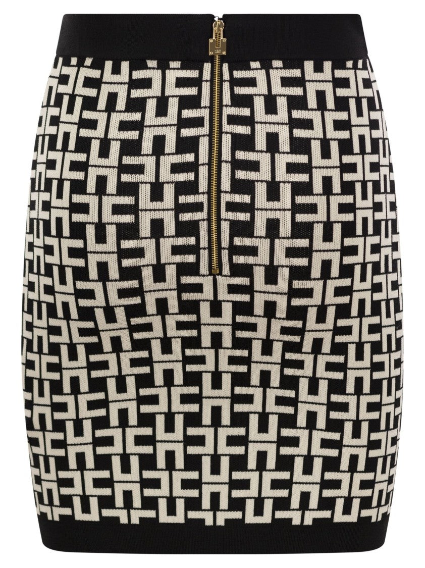 Elisabetta Franchi Viscose Logo Jacquard Miniskirt