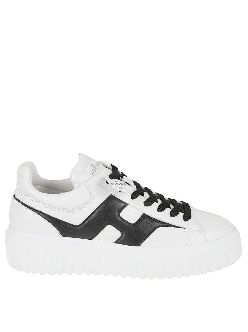 Hogan White And Black Leather Sneakers