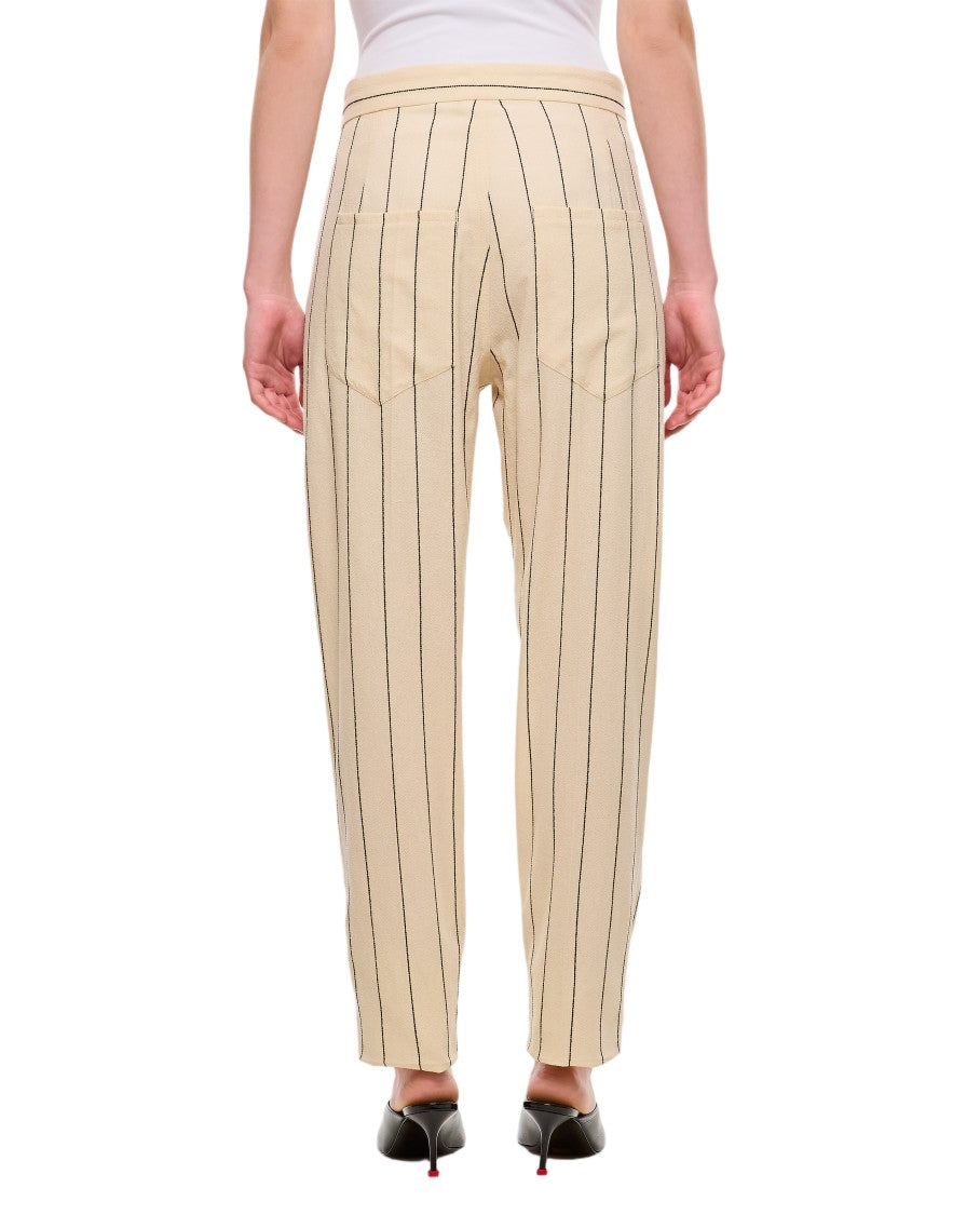 Setchu High-Waisted Origami Pants With Pinstripe Detail And Slit Hem
