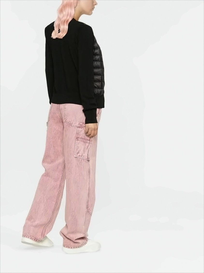 Moncler Padded Black Jacket With Quilted Front Panel