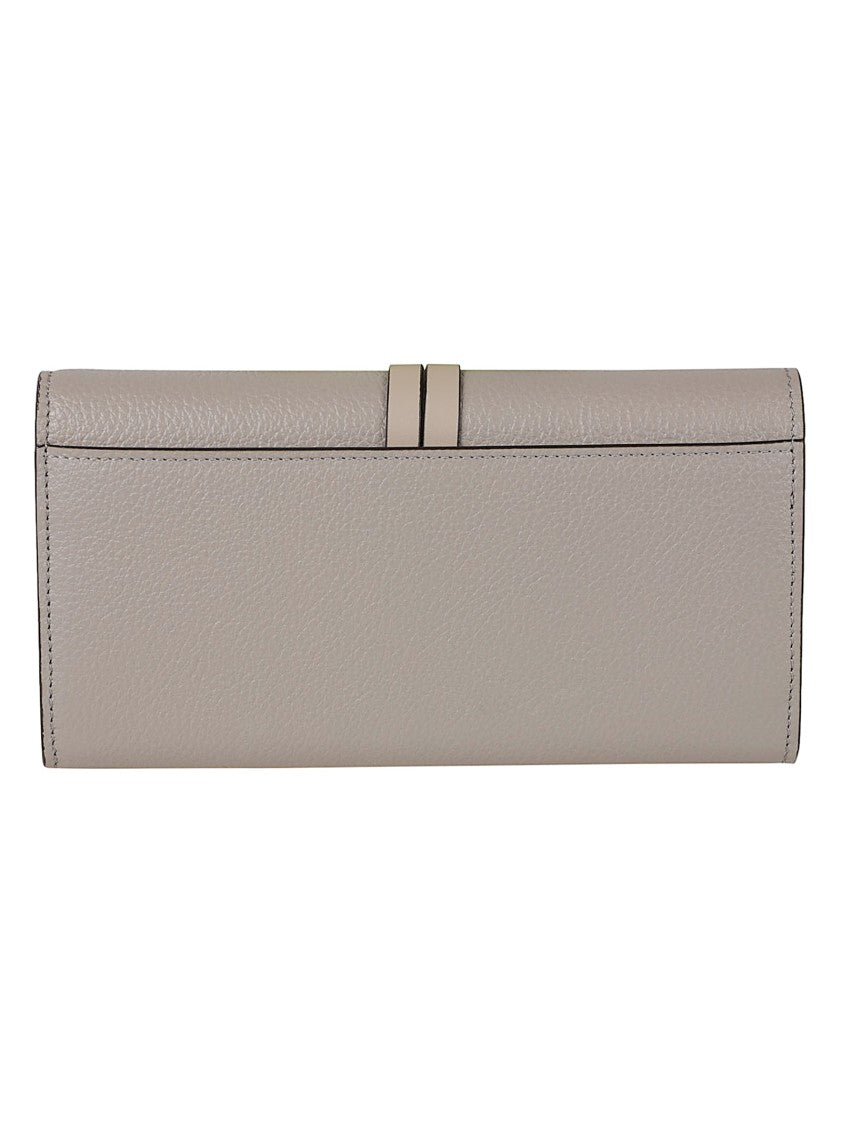 Chloé Textured Leather Wallet With Gold-Tone Strap And Charm