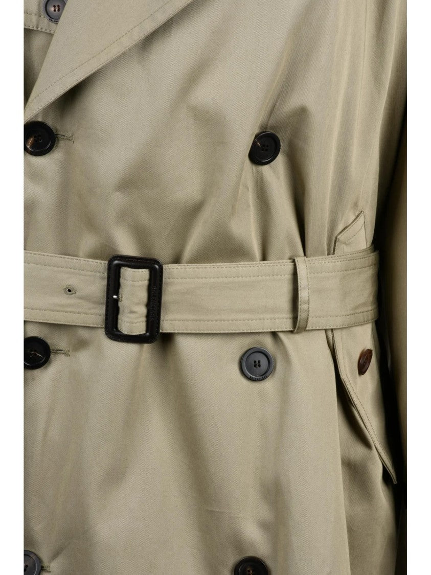 Balenciaga Turquoise Structured Double-Breasted Cotton Trench Coat