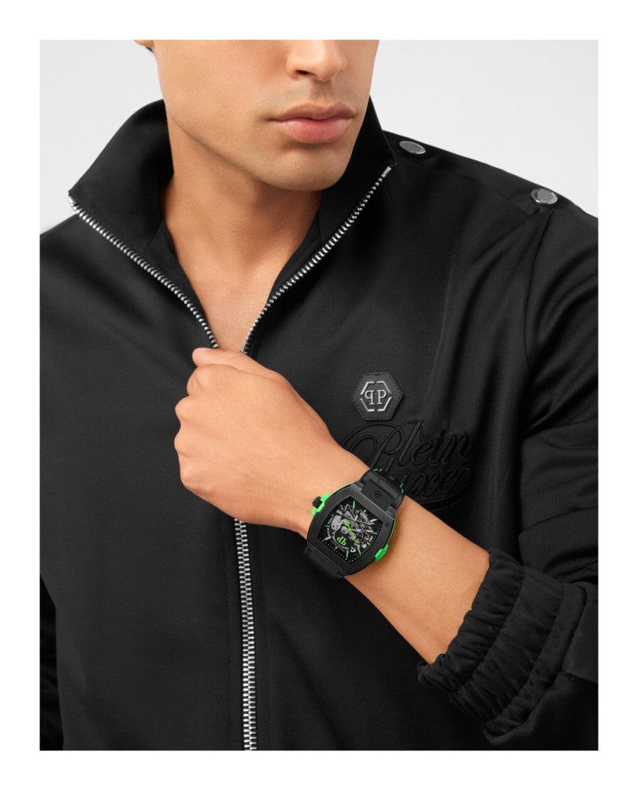 Philipp Plein Automatic Skeleton Dial Timepiece With Calf Leather Strap