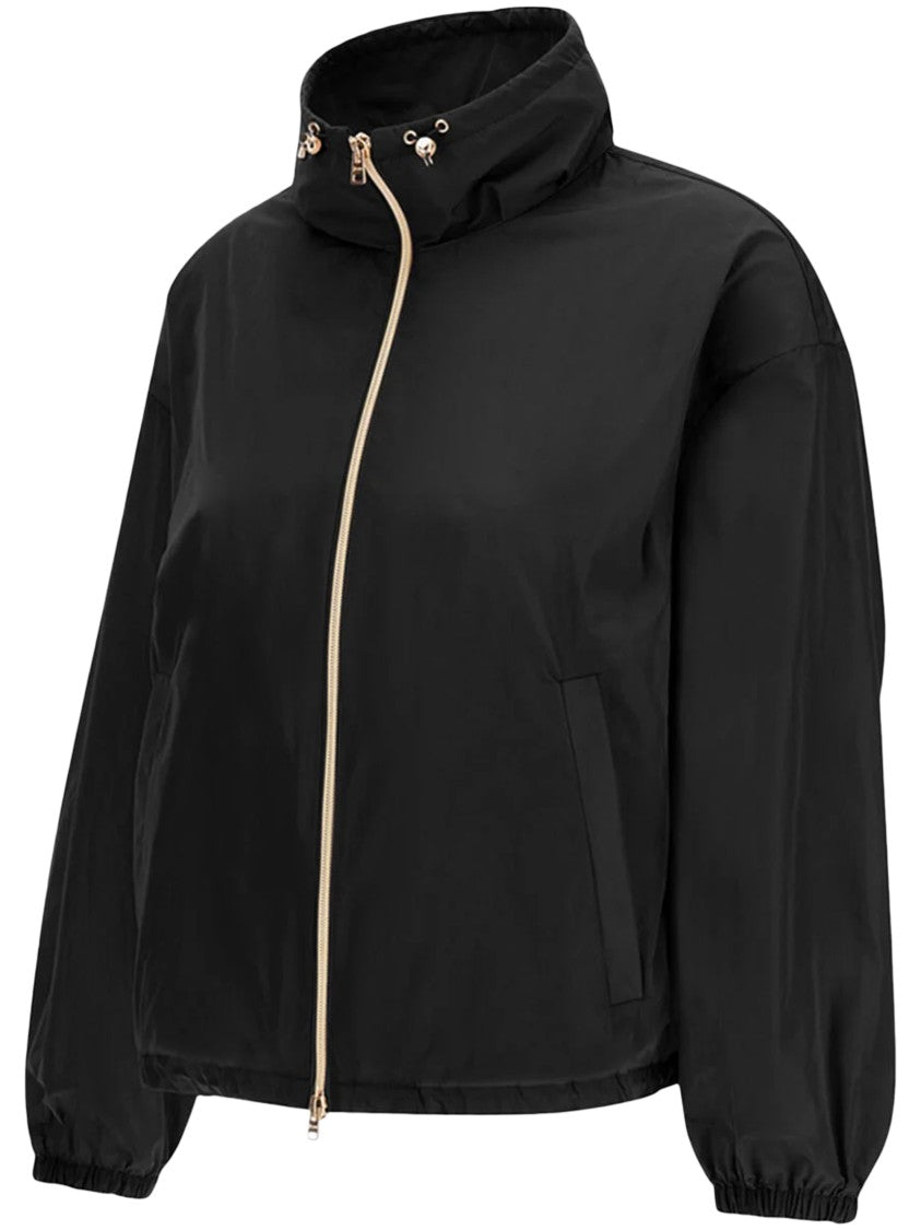 Herno Slightly Cropped Black Jacket With High Collar