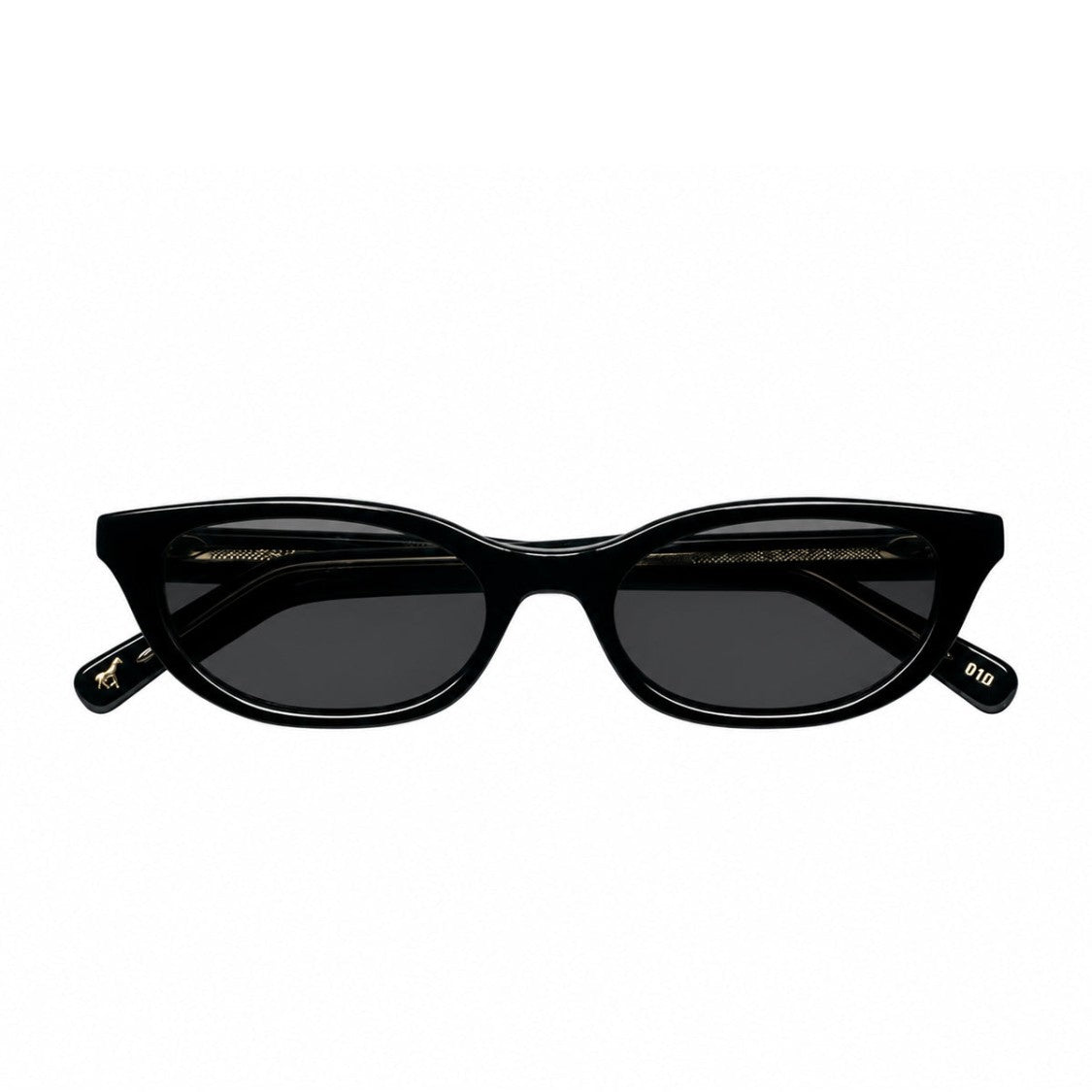 L.G.R. Sleek Black Acetate Sunglasses With Flat Grey Lenses