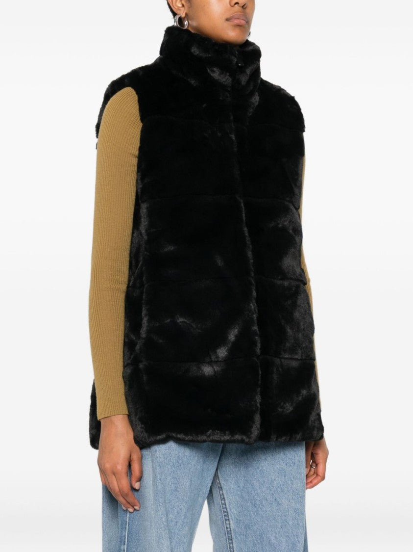 Save The Duck Sleeveless Faux Fur Jacket With High Collar