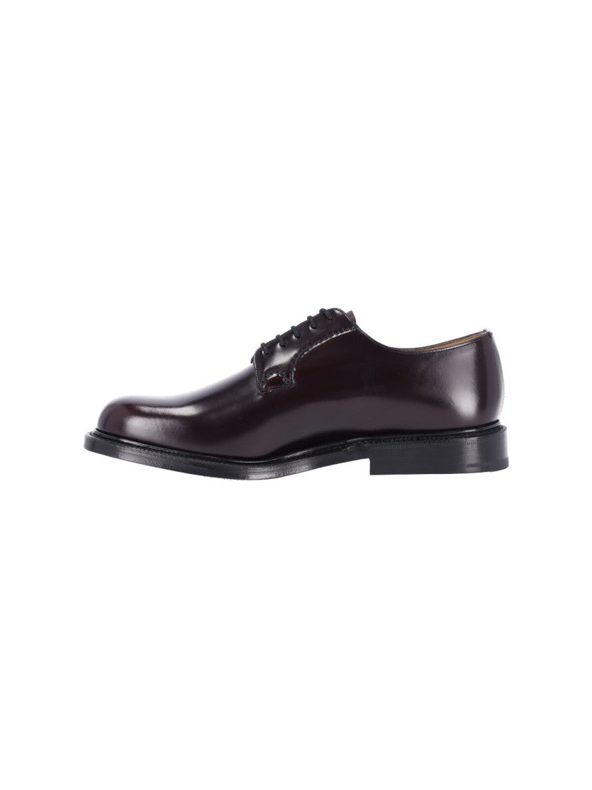 Church's Burgundy Calf Leather Derby Shoes With Lace-Up Closure