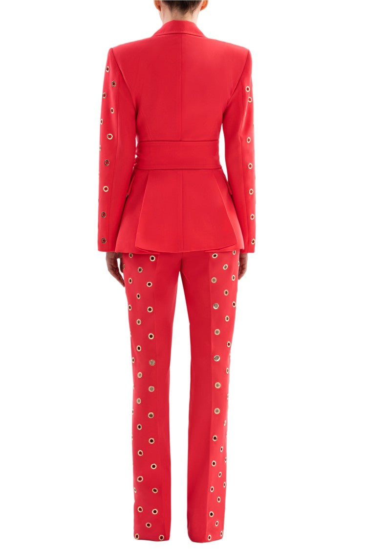 Saiid Kobeisy Coral Crepe Tailored Ring-Detail Jacket