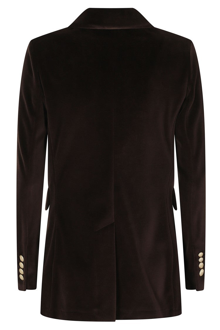 Circolo 1901 Brown Double-Breasted Velvet Gold Button Jacket