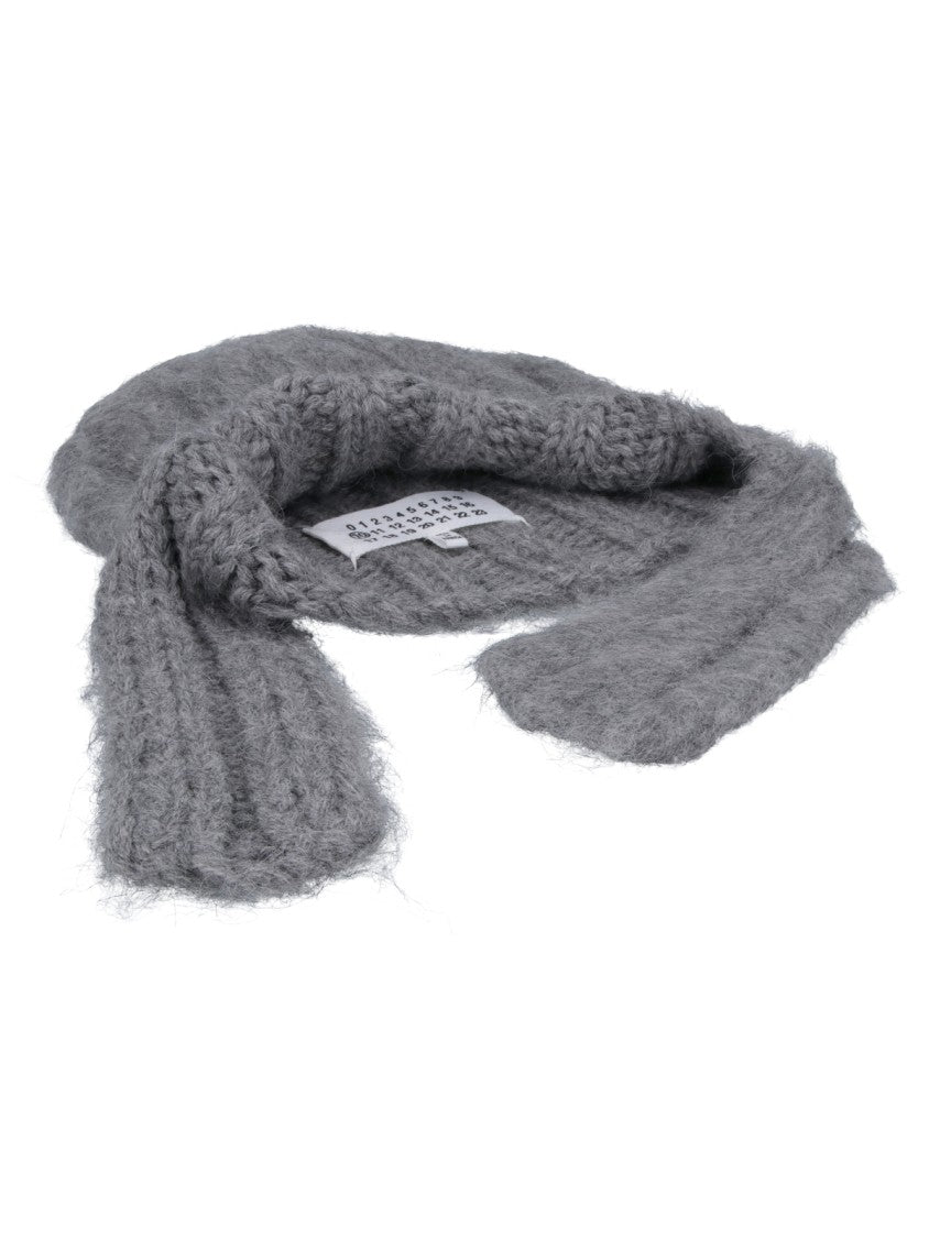 Maison Margiela Brushed Alpaca Wool Knit Hat With Ribbed Earflaps
