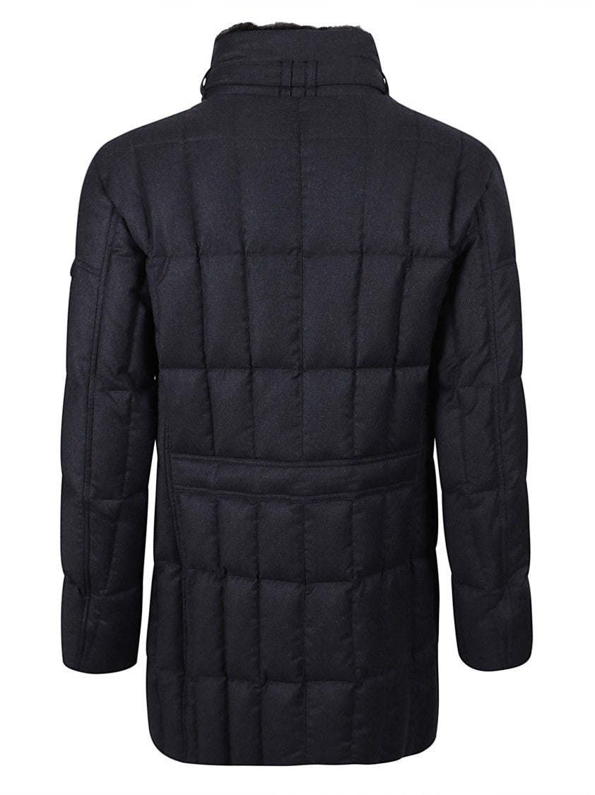 Moorer Three-Quarter Length Goose Down Coat With Detachable Fur Collar