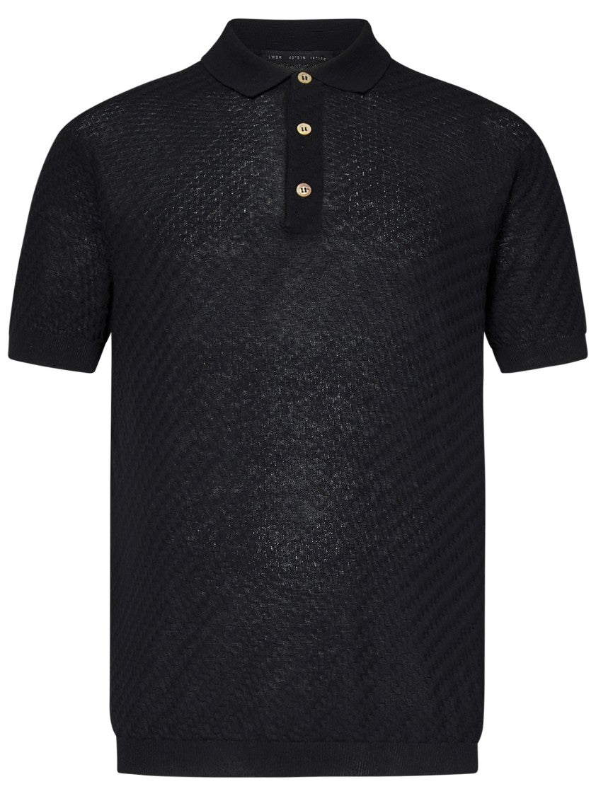 Low Brand Short-Sleeved Black Polo Shirt With Textured Fabric