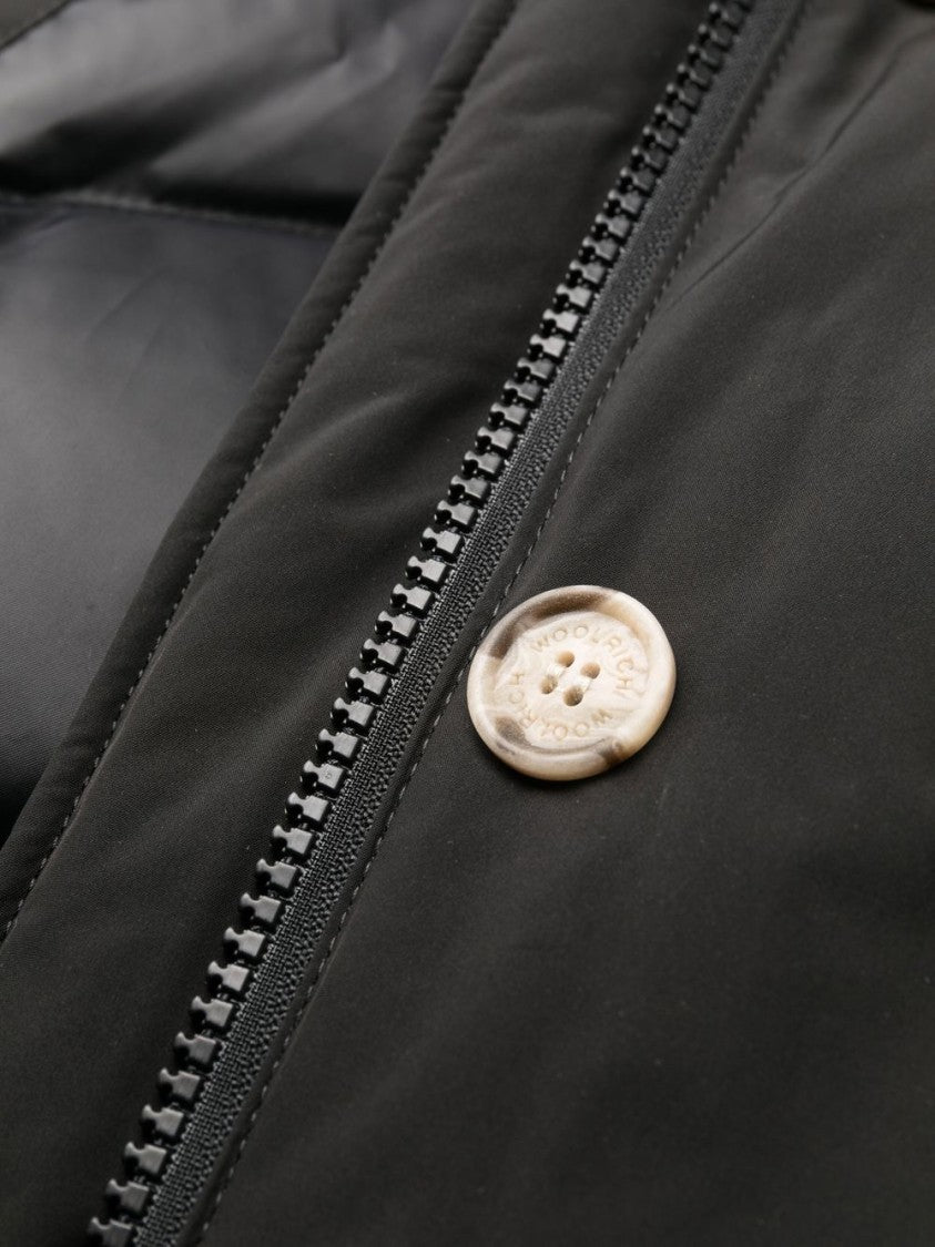 Woolrich Insulated Black Parka With Fur Trimmed Hood