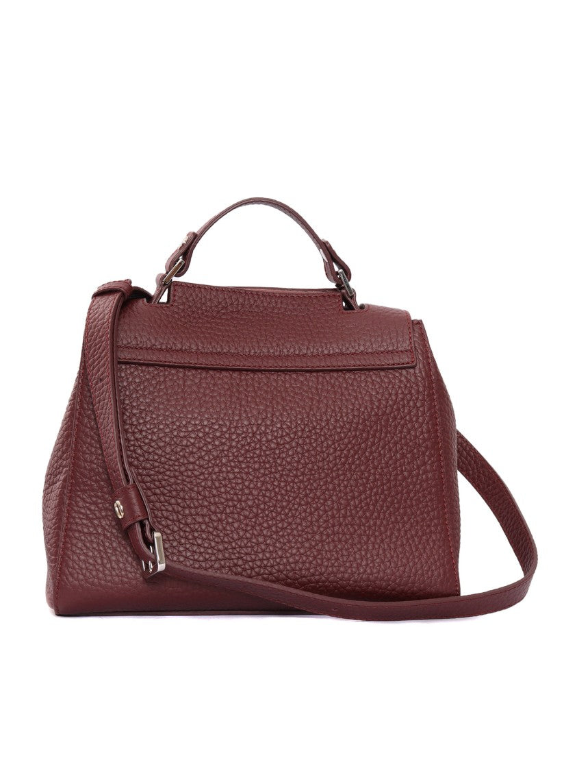 Claudio Orciani Structured Pebbled Leather Handbag With Flap Closure
