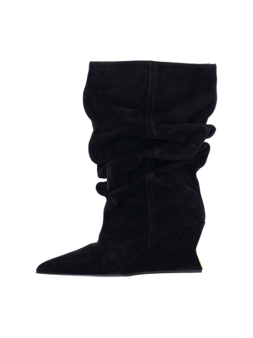 Balmain Mid-Calf Slouchy Boots With Pointed Toe