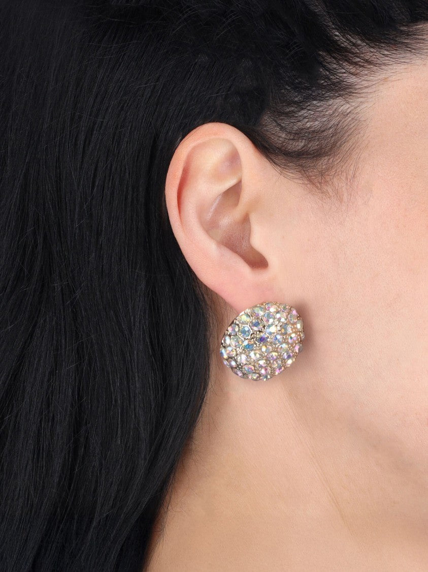 Mm6 By Maison Margiela Multicolor Crystal-Embellished Oval Earrings With Retro Closure