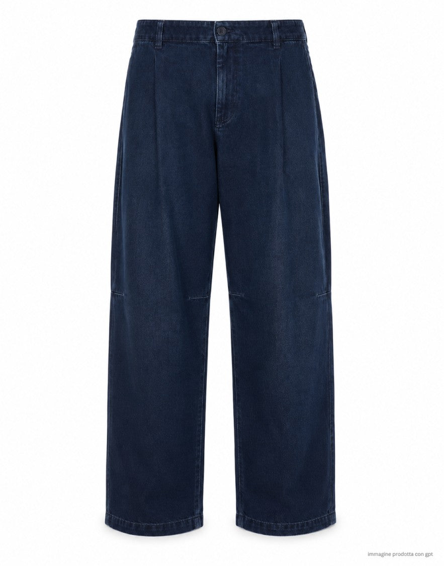Nine In The Morning Dark Blue Cotton Regular Fit Trousers