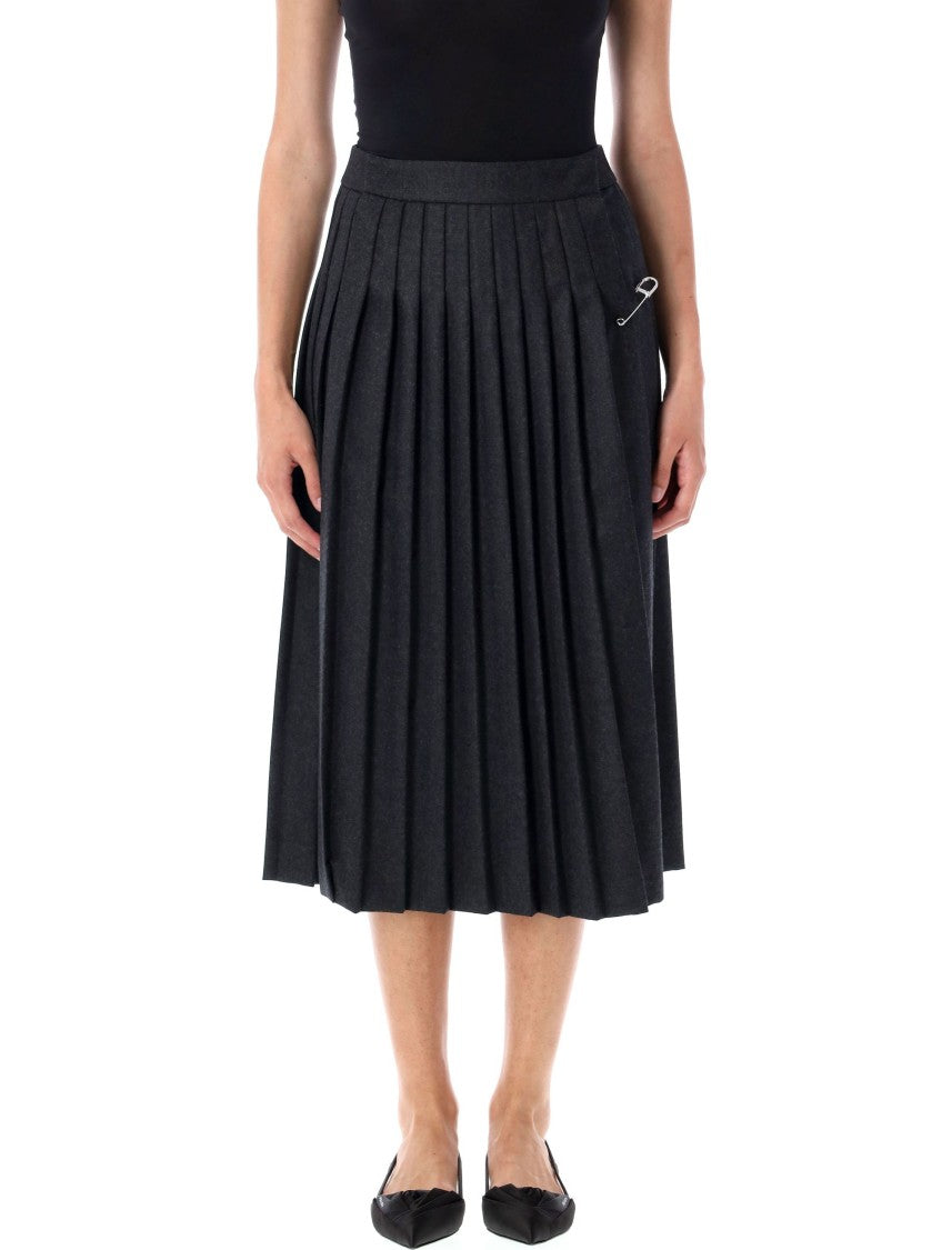 Prada Pleated Wool Flannel Skirt