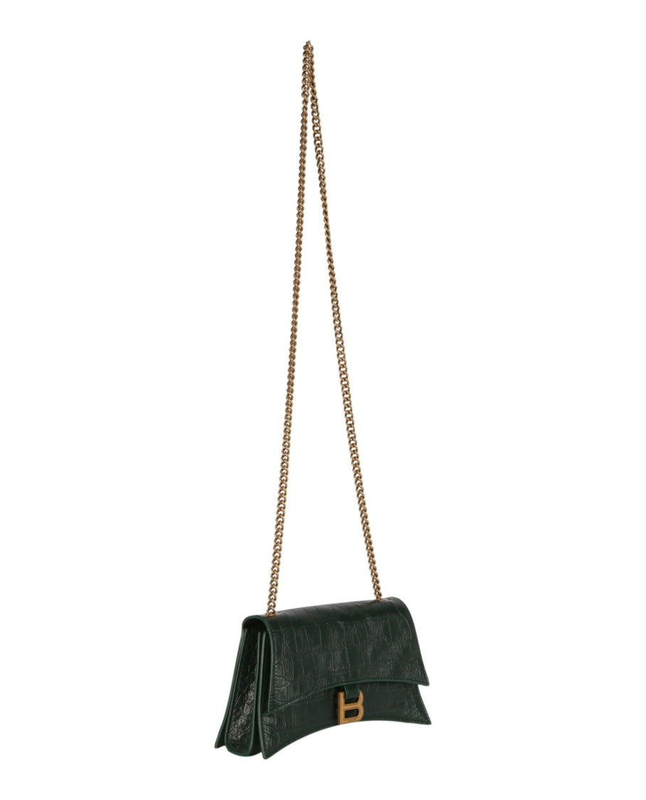Balenciaga Xs Crocodile Embossed Crush Chain Shoulder Bag