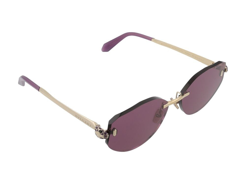 Bulgari Purple Lens Gold Accent Rimless Sunglasses