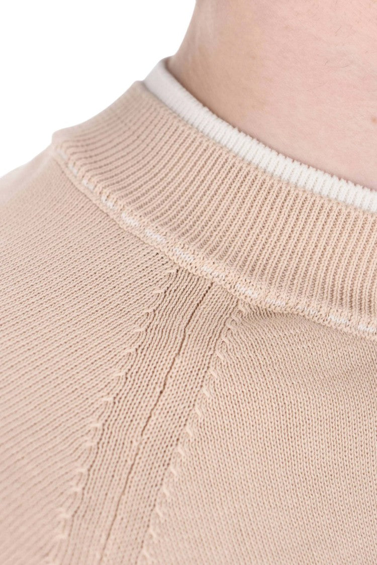 Eleventy Layered-Effect Contrast Trim Crewneck Sweater