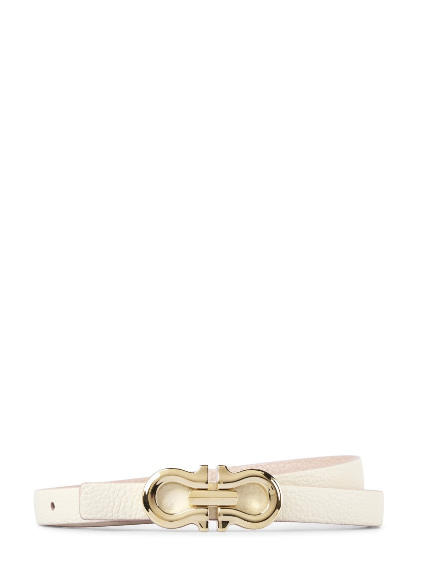 Ferragamo Textured Leather Belt With Interlocking Gold-Tone Buckle