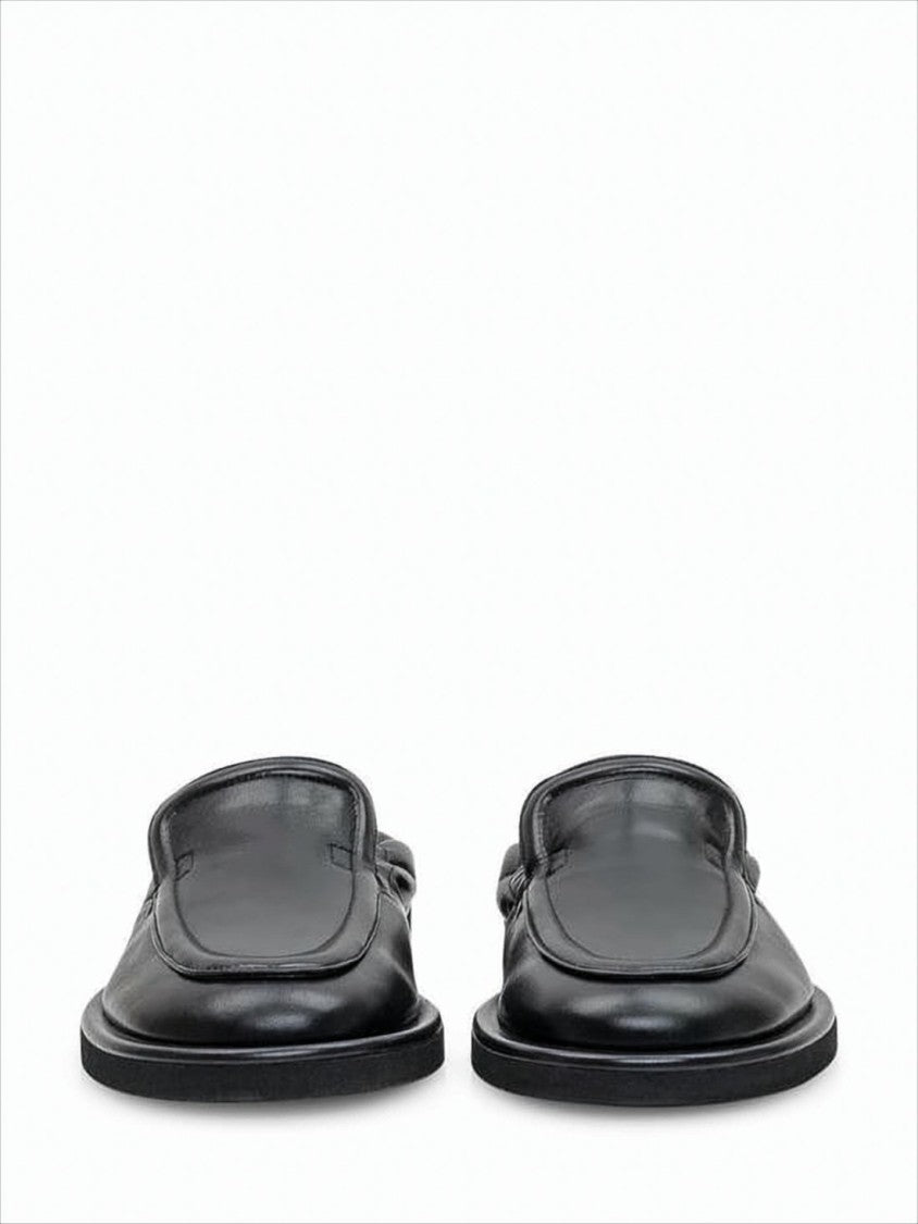 Studio Nicholson Minimalist Black Leather Slip-On Loafers