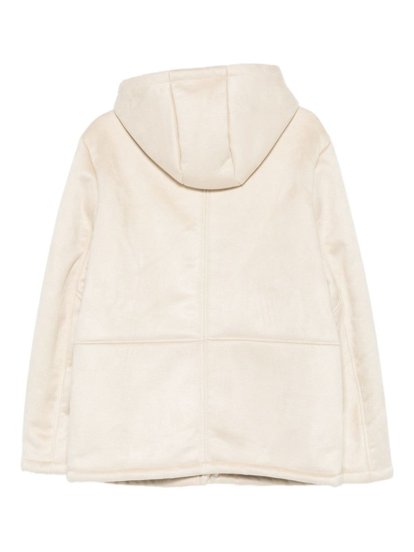 Daniele Alessandrini Minimalist Off-White Jacket With Hood And Concealed Closure