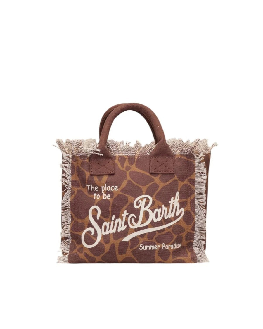 Mc2 Saint Barth Colette Canvas Tote Bag With Giraffe Skin Design