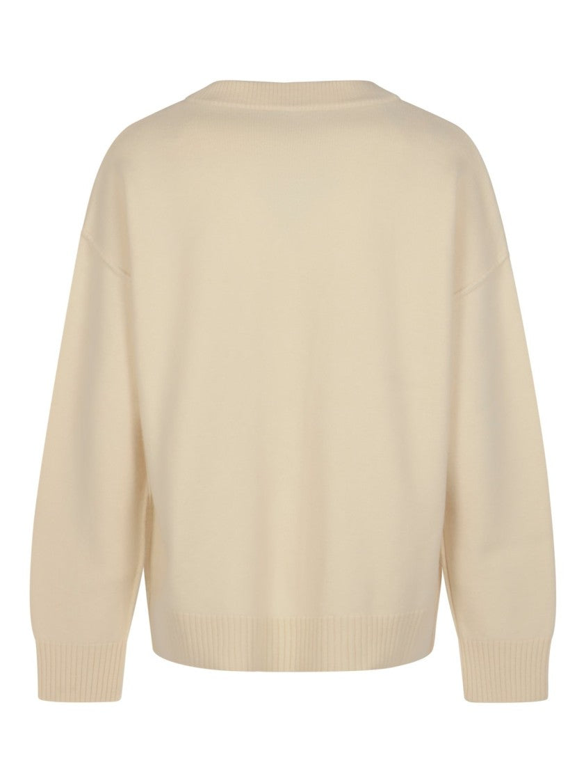 Ami Paris Relaxed Fit Wool Cardigan With V-Neckline