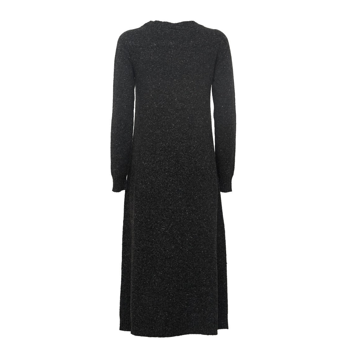 Max Mara Flared Ribbed Detail Wool-Blend Midi Dress
