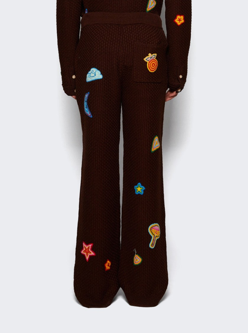 Casablanca Crochet Trousers With Patches Brown