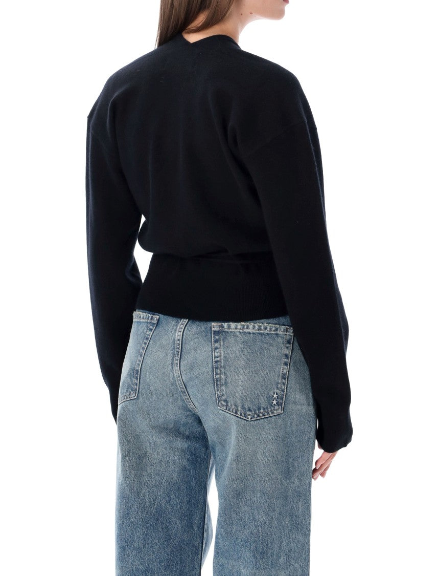 Extreme Cashmere Black Ella Wrap-Style V-Neck Cardigan
