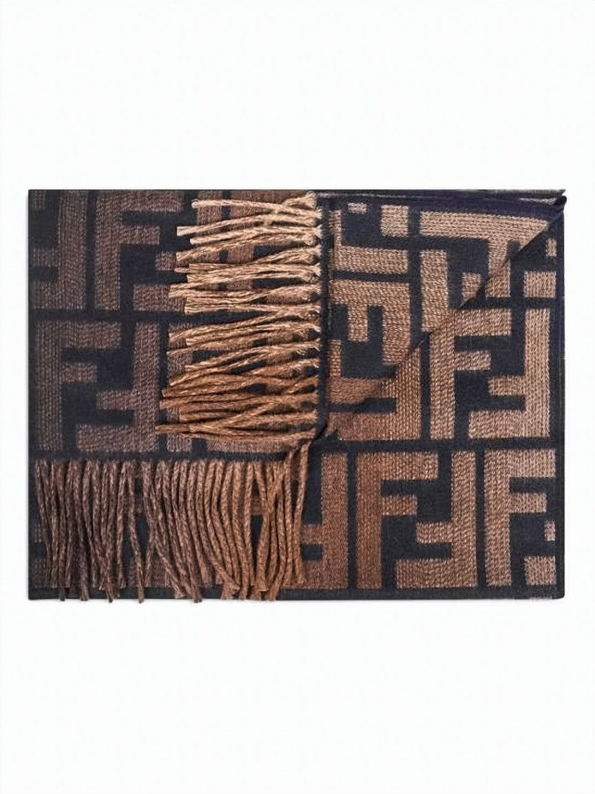 Fendi Geometric Patterned Wool And Cashmere Scarf