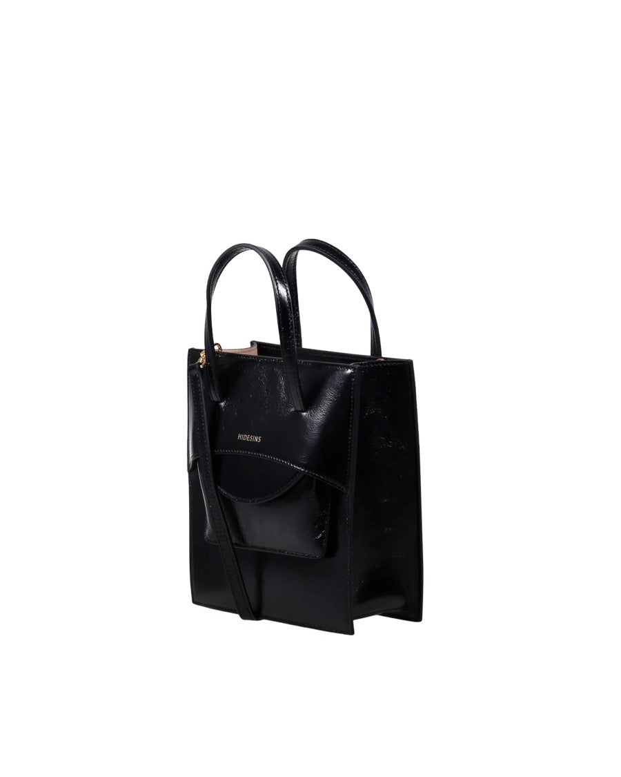 Hidesins Pocket Integrated Pouch Gold Accents Calf Leather Tote Bag
