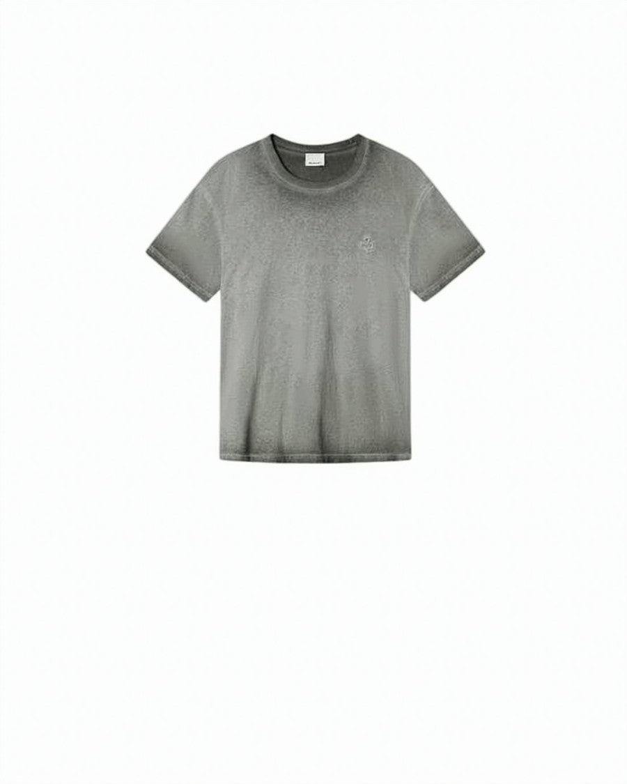 Isabel Marant Relaxed Fit Grey T-Shirt With Tonal Embroidery